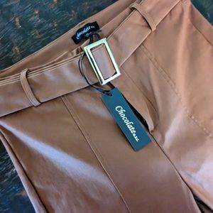 Brown Faux Leather Pants